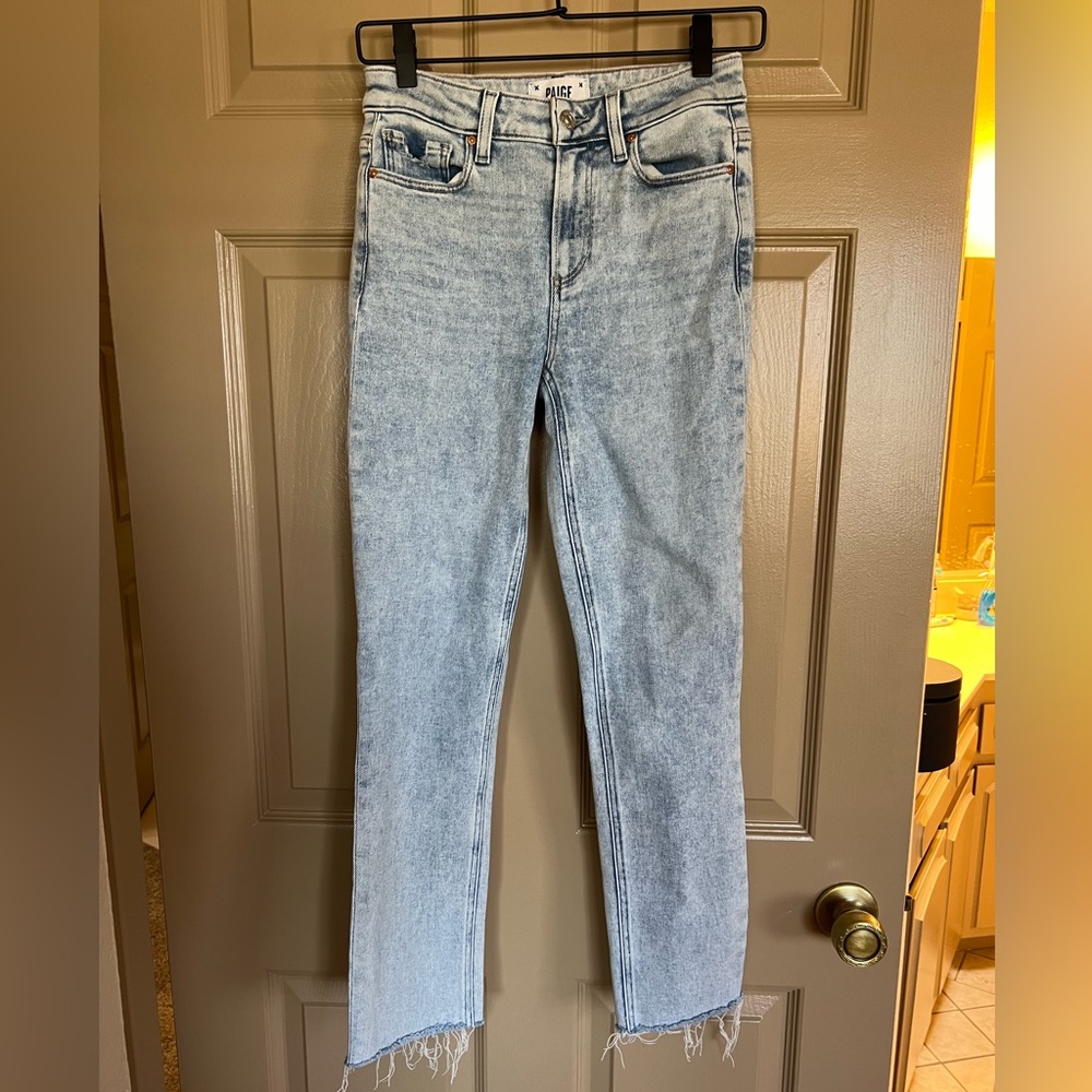 PAIGE Hoxton Slim Raw Hem Light Wash Jeans